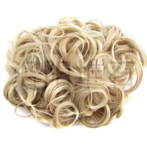 Messy bun hairpiece in light blonde synthetic heat-resistant fiber for natural volume