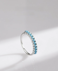 Detail view of S925 sterling silver band with turquoise beads and original S925 hallmark