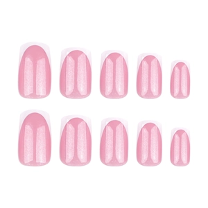 Classic pink ombre press on nails with cat eye finish and French white tip design