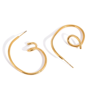 Orecchini a cerchio a spirale intrecciata in acciaio inossidabile placcato oro 18K