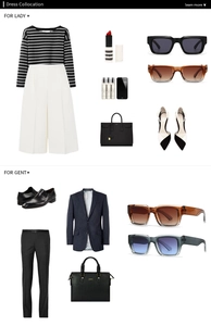 Fashion collage showing retro square sunglasses styled with modern men's and women's outfits