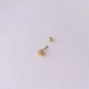 20G gold stainless steel rose flower cartilage stud earring with screw ball back