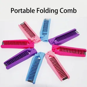 Portable folding hair combs for kids in multi-color sets with 180-degree rotation design