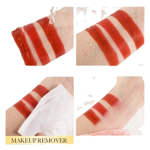 Waterbestendige fluweelzachte matte lippenstift met make-up remover testweergave