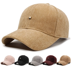 Herringbone Baseball Cap Retro Corduroy Adjustable Sun Hat With Metal Crown For Men Women Autumn Winter Outdoor