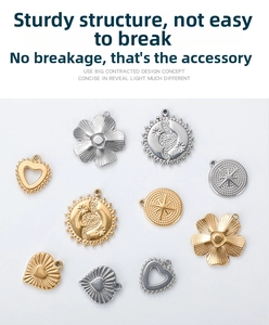 Detailed macro view of assorted stainless steel heart and star pendant jewelry charms