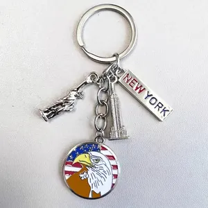 New York souvenir keychain with Statue of Liberty and Empire State Building charms