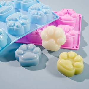 DIY silicone cat paw molds for resin and chocolate in pink and blue colors