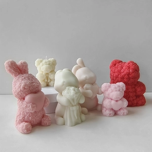 3D rose bear and bunny scented candle set for DIY Valentine gift making in various colors