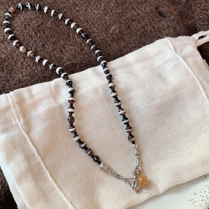 Collier Perles Femmes Style Agate Rayée Avec Pendentif Rond Géométrique En Résine Alliage Choker Ethnique