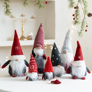 Décorations De Gnome De Noël Fait Main Tomte Nisse Ornements En Peluche Avec Bonnet Tricoté Flocon De Neige Pour Décor De Fête