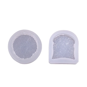 Silicone mold set featuring round and toast shapes with textured interior for DIY cakes