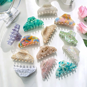 French Acetate Hair Claw Clips Marble Pattern Large Nonslip Shark Hair Jaw Clips For Women Thin Thick Hair Elegant Retro