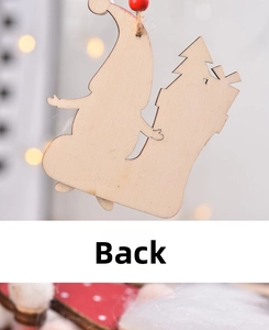 Detail of wooden gnome Christmas ornament showing smooth back texture and jute rope