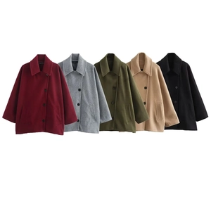 Flat lay view of single-breasted lapel wool jackets in five different classic colors