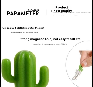 Close-up of 3D cactus fridge magnet with strong circular magnet for secure attachment