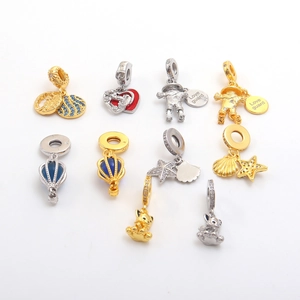 DIY Charms Pendants Copper Zircon Enamel Heart Balloon Scarecrow Jewelry Making Accessories For Bracelets Necklaces
