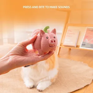Pink pig latex squeaky dog toy with pumpkin texture for small and medium pets