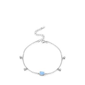 Bracelet En Argent Sterling 925 Pour Femme Opale Bleue En Forme De Larme Et Zircone Cubique Bijoux De Créateur Minimalistes