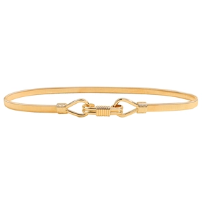 Elegant gold metal elastic waist chain belt for women with interlocking round buckles