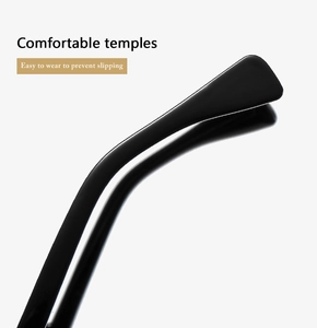 Detail of ergonomic black glossy temples on vintage aviator sunglasses for anti-slip comfort