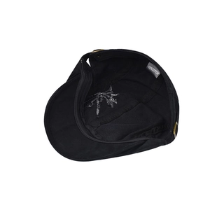 Detail of 100% cotton beret hat lining with embroidery and adjustable metal buckle