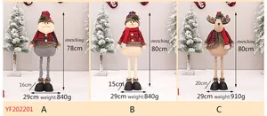 Size chart for telescopic Christmas plush dolls with height and weight details