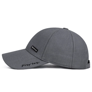 Classic grey baseball cap for men with side logo plate and curved brim embroidery