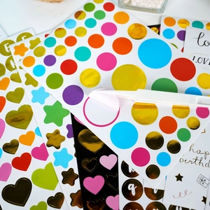 Colorful and gold foil heart and star decorative stickers for DIY scrapbooking journals