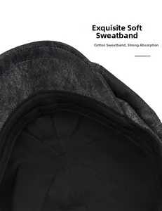 Detail of soft cotton sweatband and premium stitching inside the winter beret hat
