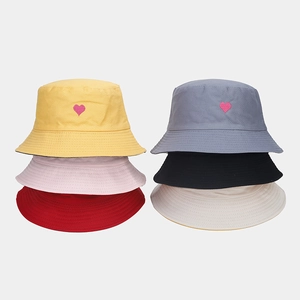 Chapeau Bob Réversible Coton Toile Broderie Petit Cœur Protection Solaire Été Extérieur Chapeau De Pêcheur Femmes Hommes