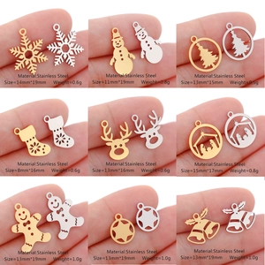 Macro detail of stainless steel Christmas charms showing exact sizes and material weight