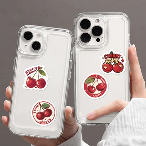 Rotolo di 500 graziosi adesivi a forma di ciliegia rossa per sigillare buste decorative