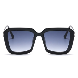 Square black sunglasses with blue gradient lenses and durable metal hinges for unisex use