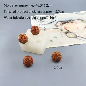 Silicone mold with 4 cavities for lychee-shaped candles, soaps and resin crafts
