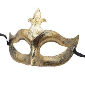 Vintage gold and black masquerade mask for Halloween parties, classic half face design