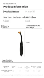 Spécifications de la brosse pour yeux d'animaux de 12cm avec poils PBT et manche noir