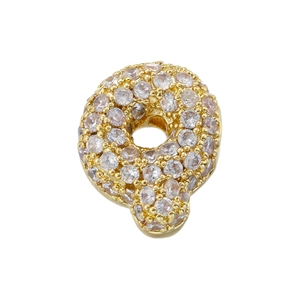 Detailed close-up of golden letter Q pendant featuring high-quality 5A cubic zirconia stones