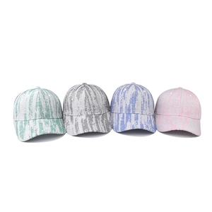 Stylish thick checkered baseball caps in mint, grey, blue, and pink for men and women