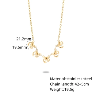 Gold stainless steel crab pendant necklace with adjustable chain and size specs