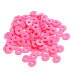 Perles intercalaires roses de 6 mm en argile polymère pour la création de bijoux DIY