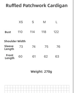 Detailed size chart for lace-up casual shirt showing bust, sleeve, and length measurements