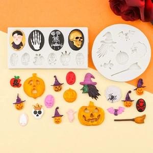 Σετ καλούπια σιλικόνης Halloween με κολοκύθα και κρανίο για διακόσμηση γλυκών και DIY