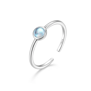 Close-up of S925 sterling silver ring with moonstone and engraved hallmark
