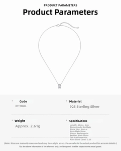 Detailed specs of S925 sterling silver necklace with a 2.25ct ice-cut zircon pendant