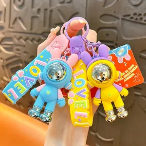 Portachiavi Creativo a Forma di Coniglio Meccanico Simpatico Ciondolo per Borsa con Coniglietto Astronauta Multicolore in Lega di PVC