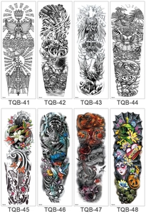 Selection of full arm temporary tattoos featuring religious, animal, and floral designs