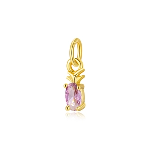 Exquisite 18k gold plated pineapple pendant with sparkling pink zircon for jewelry DIY