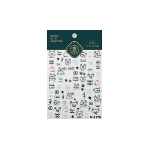 Autocollants nail art mignons Shiba Inu avec cœurs et phrases sur fond blanc éclatant
