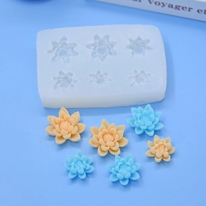6-cavity lotus flower silicone mold for DIY cake baking and chocolate soap making